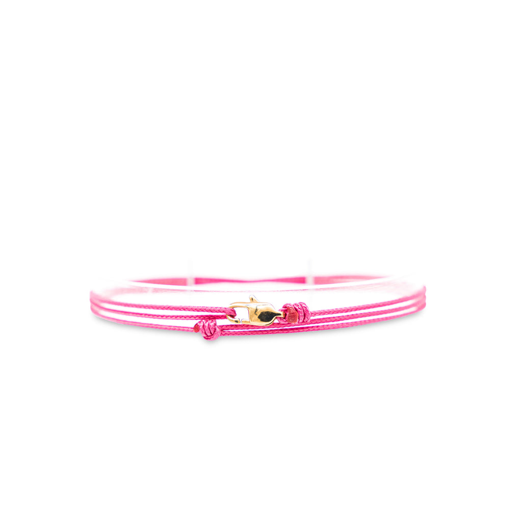 Cord bracelet with clasp - Pink with golden clasp
